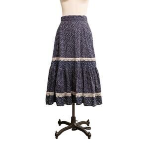 Gunne Sax Jessica's Gunnies Calico Floral Skirt Peasant Cottagecore 70s SZ 9